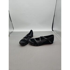 Skechers Leather Cross Strap Mary Jane Black Biker Shoes 21571 Women's US 9 New